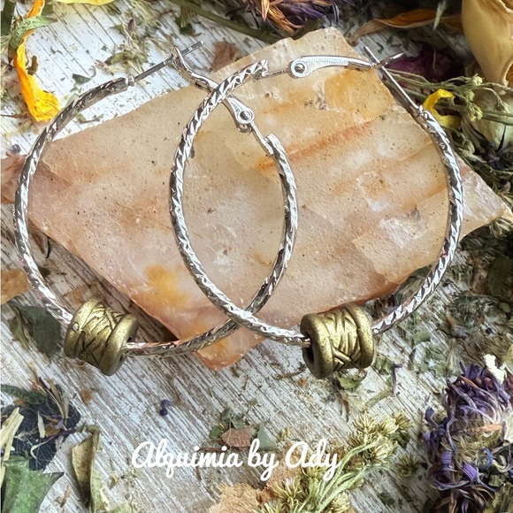 Alquimia Jewelry - Gold and silver charm hoop statement earrings